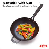 Carbon Steel Obsidian Series 12-Inch Wok with Silicone Sleeve Q4