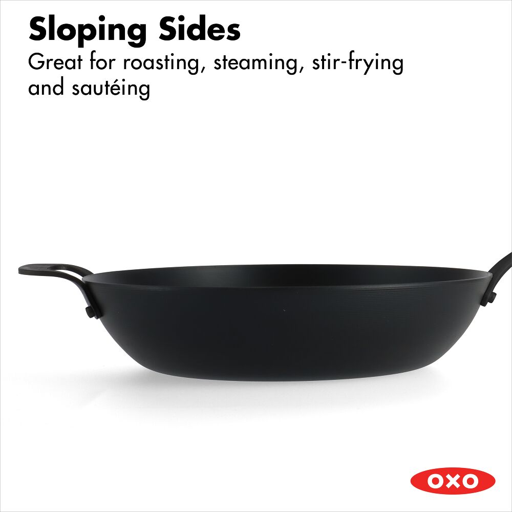 Carbon Steel Obsidian Series 12-Inch Wok with Silicone Sleeve Q4