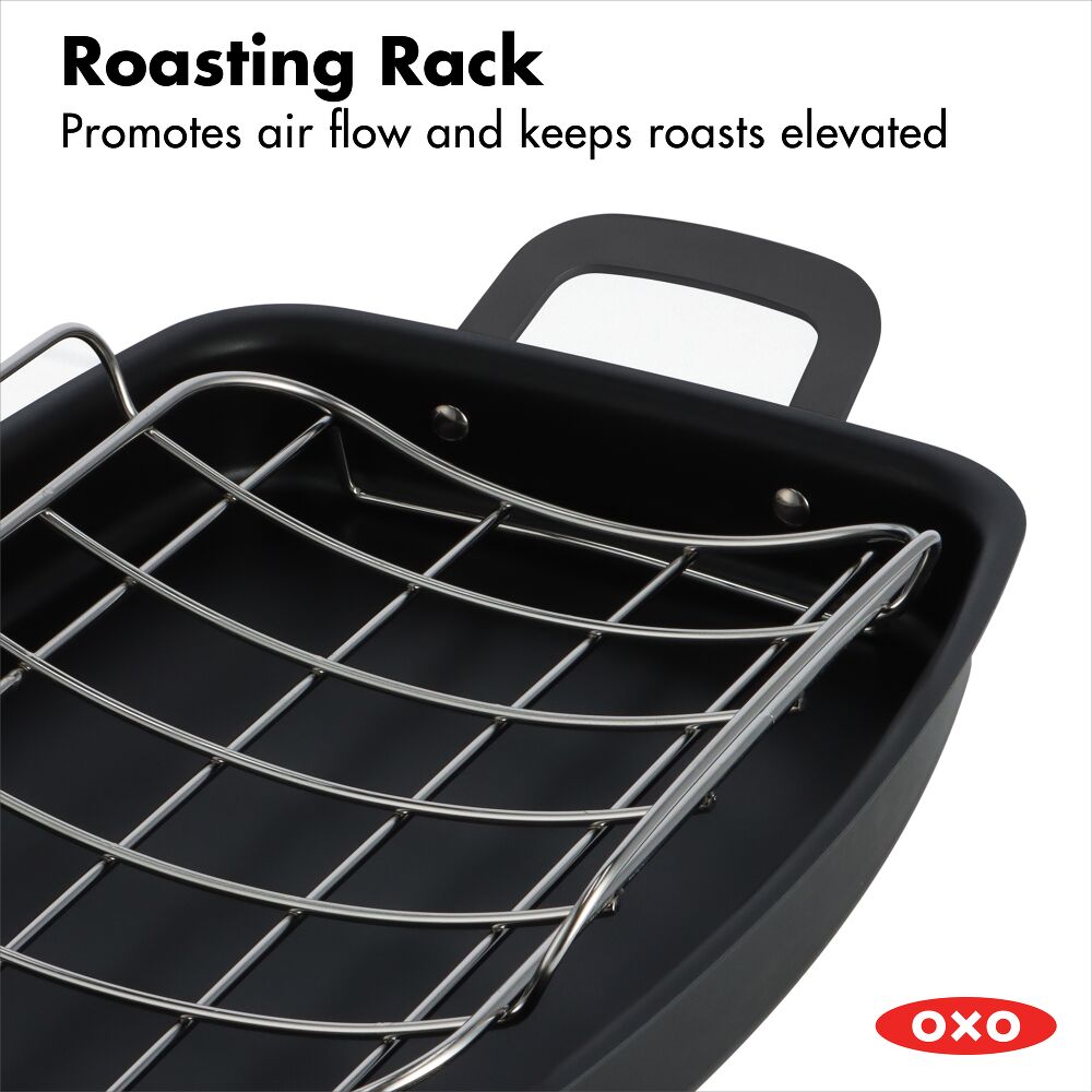 Carbon Steel Obsidian Series Roaster with Rack T8