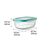 Smart Seal 3.5 Cup Glass Rectangle Container - Teal L2