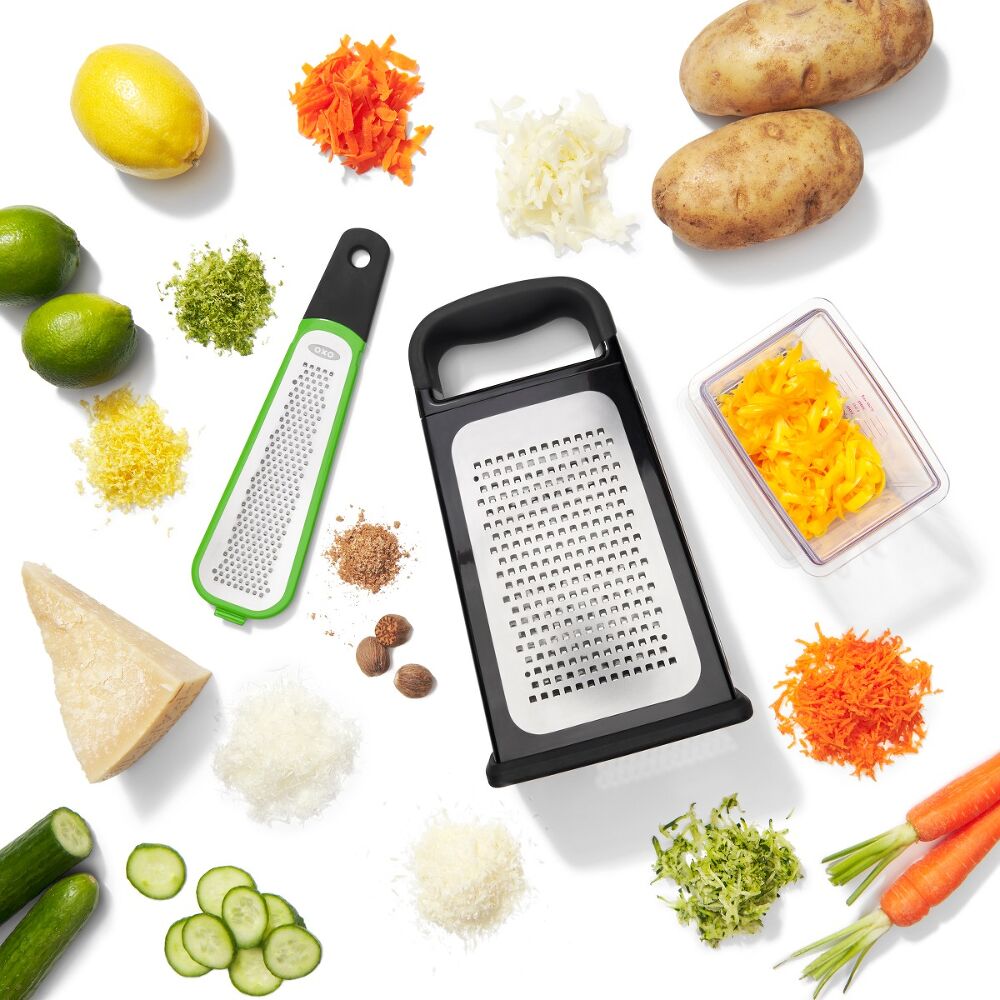 Etched Box Grater With Removable Zester E7