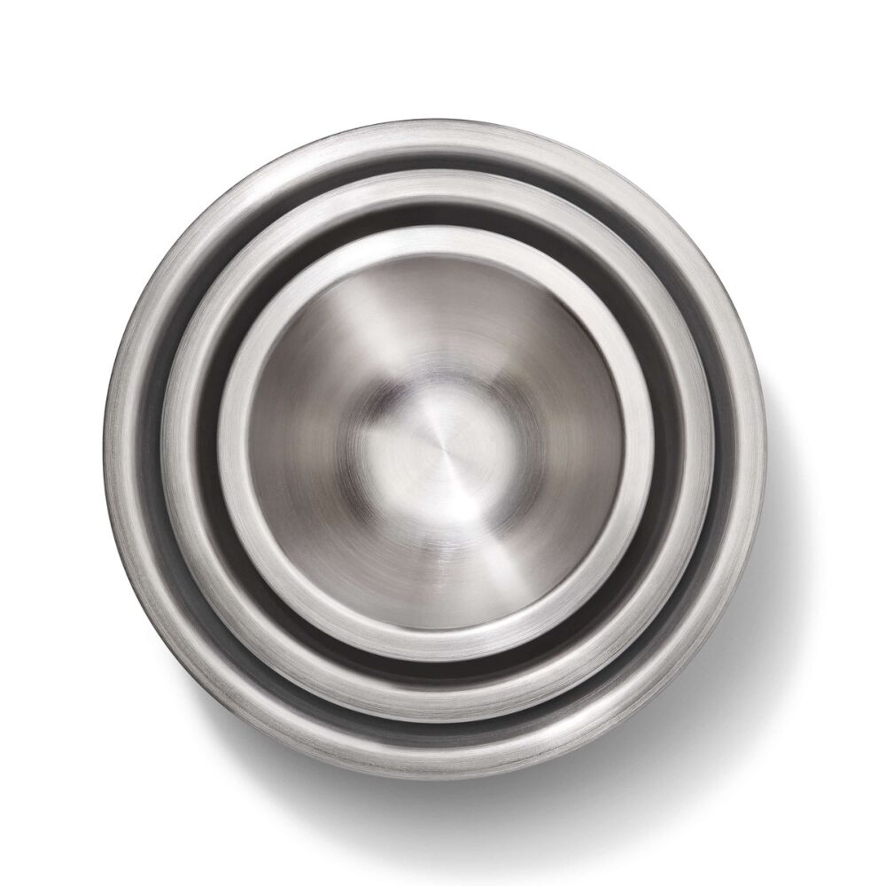 3-Piece Stainless Steel Mixing Bowl Set - Blue/Gray O5
