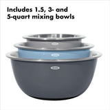 3-Piece Stainless Steel Mixing Bowl Set - Blue/Gray O5