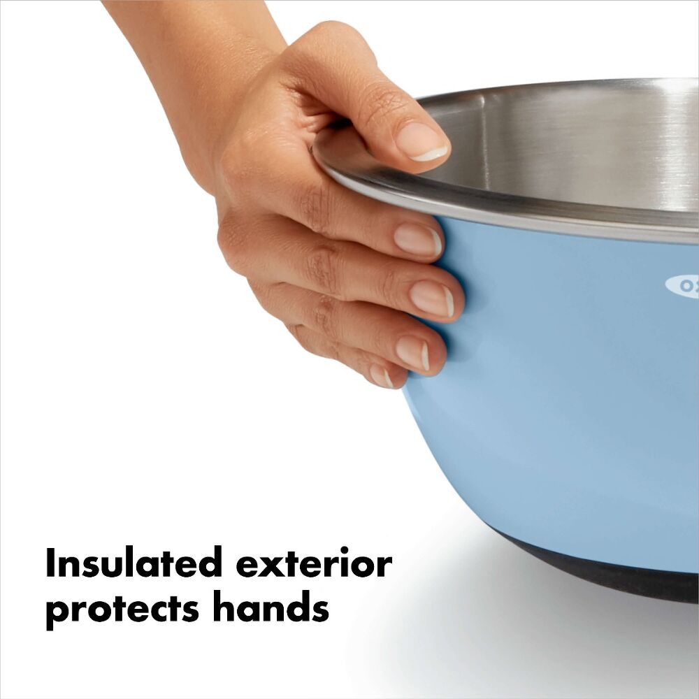 3-Piece Stainless Steel Mixing Bowl Set - Blue/Gray O5