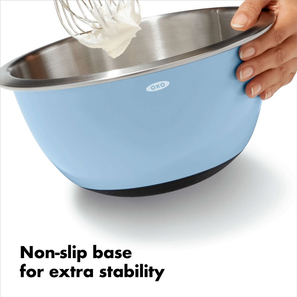 3-Piece Stainless Steel Mixing Bowl Set - Blue/Gray O5