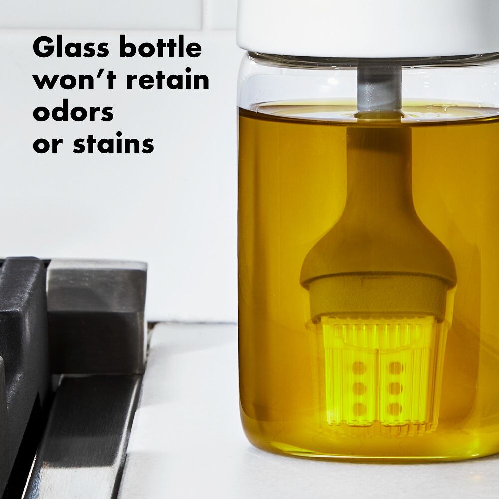 Glass Oil Bottle and Silicone Brush Set T5