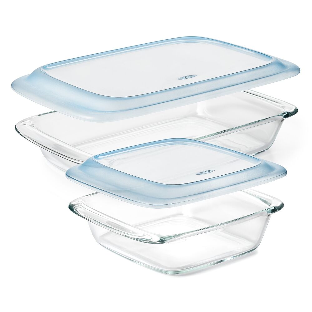 Glass Baking Dish with Lid (2.0 Qt) and Glass Baking Dish with Lid (3.0 Qt) Bundle L7