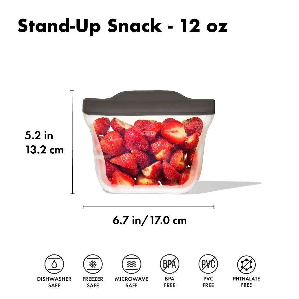 Outdoor Silicone Reusable Stand Up Snack Bag (12 oz) O7