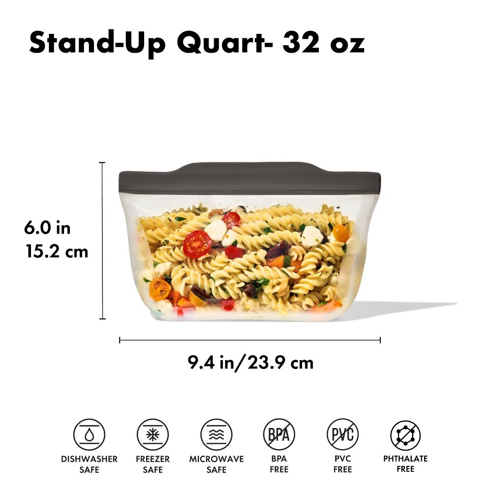Outdoor Silicone Reusable Stand Up Bag Quart (32 oz) W6