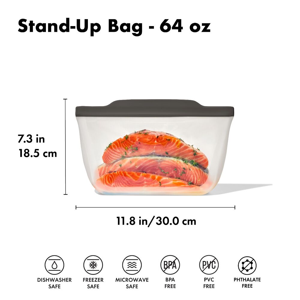 Outdoor Silicone Reusable Stand Up Bag Half Gallon (64 oz) R9