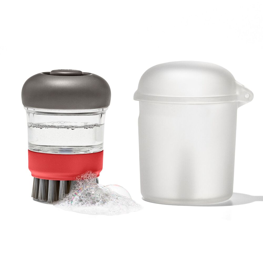 Outdoor Soap Dispensing Dish Brush with Storage Case N0