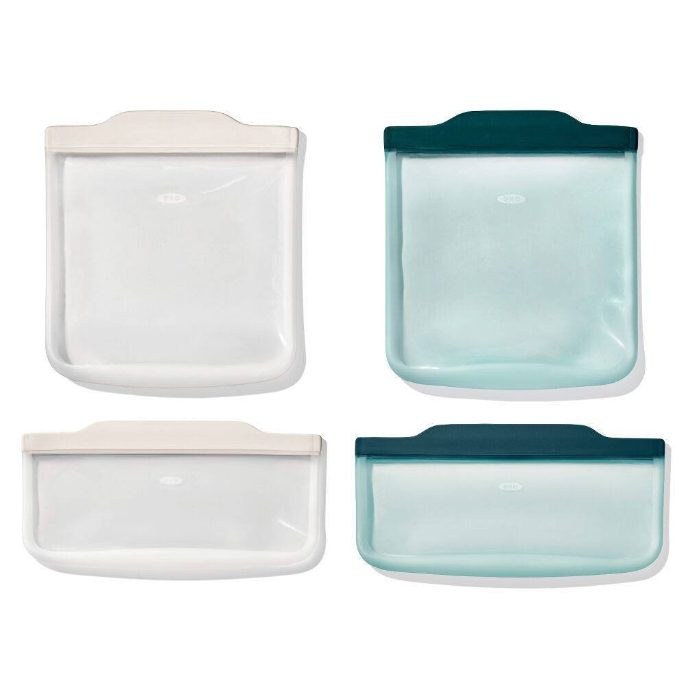 Silicone Reusable Bag -  4 Piece Lunch Set - Oat/Lagoon K3