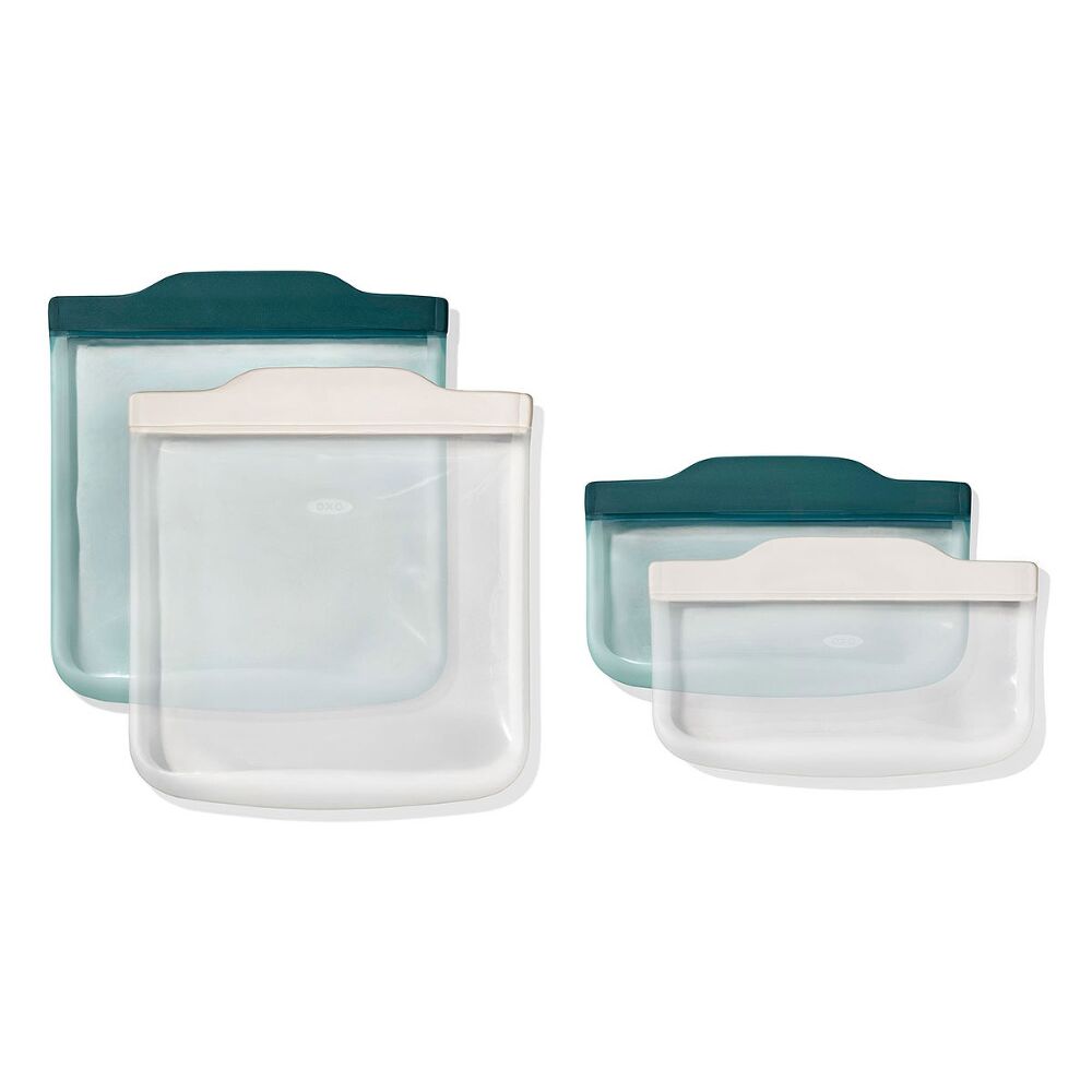 Silicone Reusable Bag -  4 Piece Lunch Set - Oat/Lagoon U8