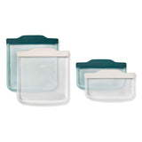 Silicone Reusable Bag -  4 Piece Lunch Set - Oat/Lagoon K3
