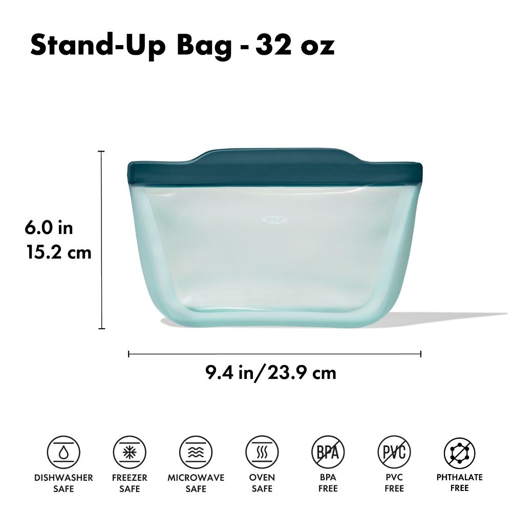 Silicone Reusable Bag - Stand-Up Quart (32 oz) - Lagoon H2