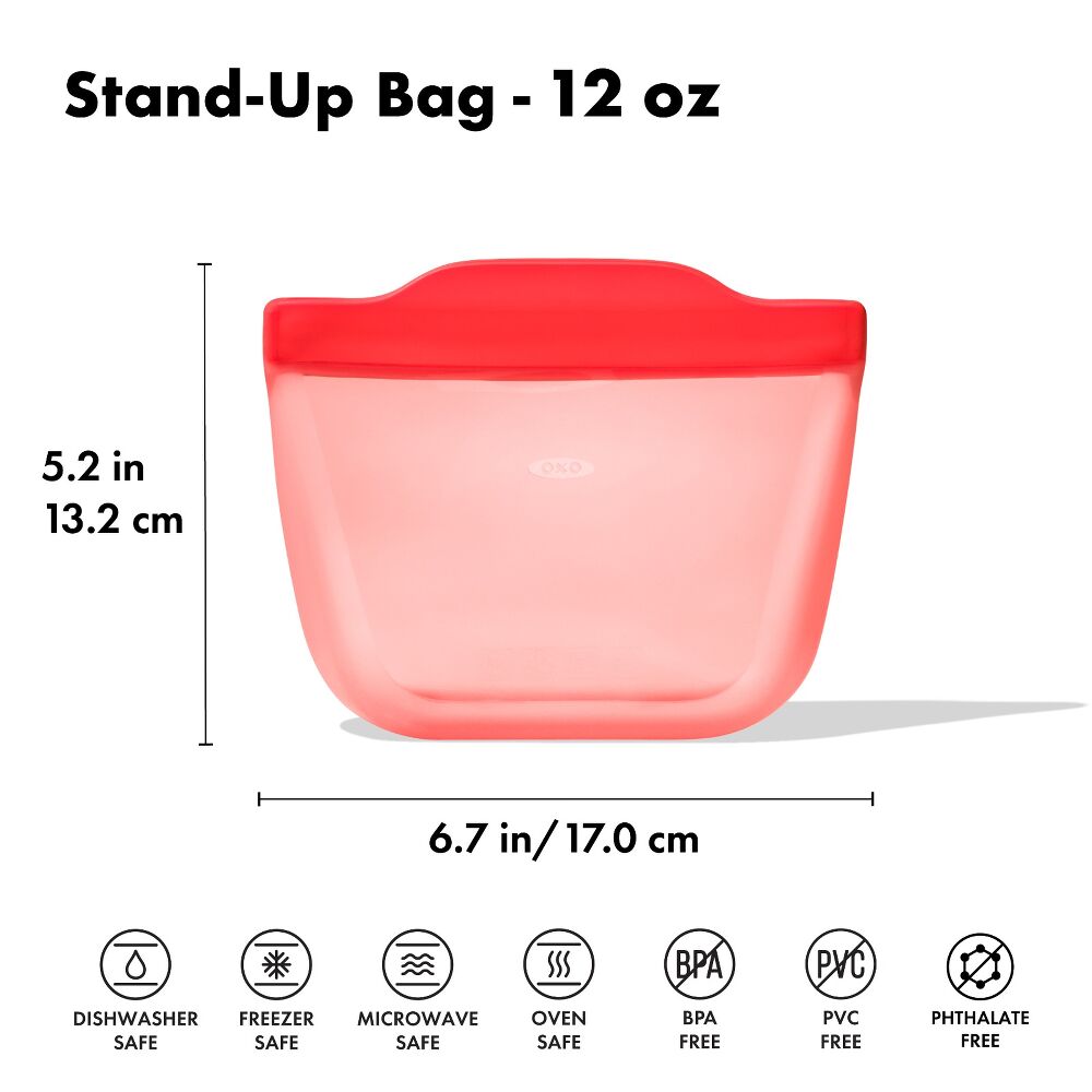 Silicone Reusable Bag - Stand-Up Snack (12 oz) – Watermelon T9