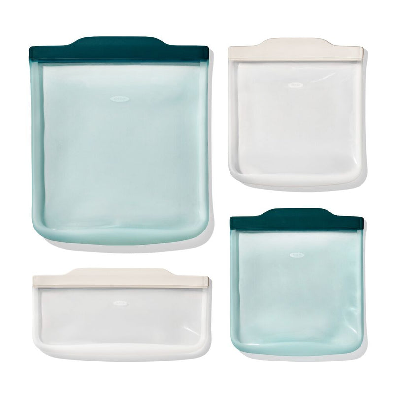 Silicone Reusable Bag - 4 Piece Starter Set - Oat/Lagoon X0