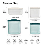 Silicone Reusable Bag - 4 Piece Starter Set - Oat/Lagoon X0