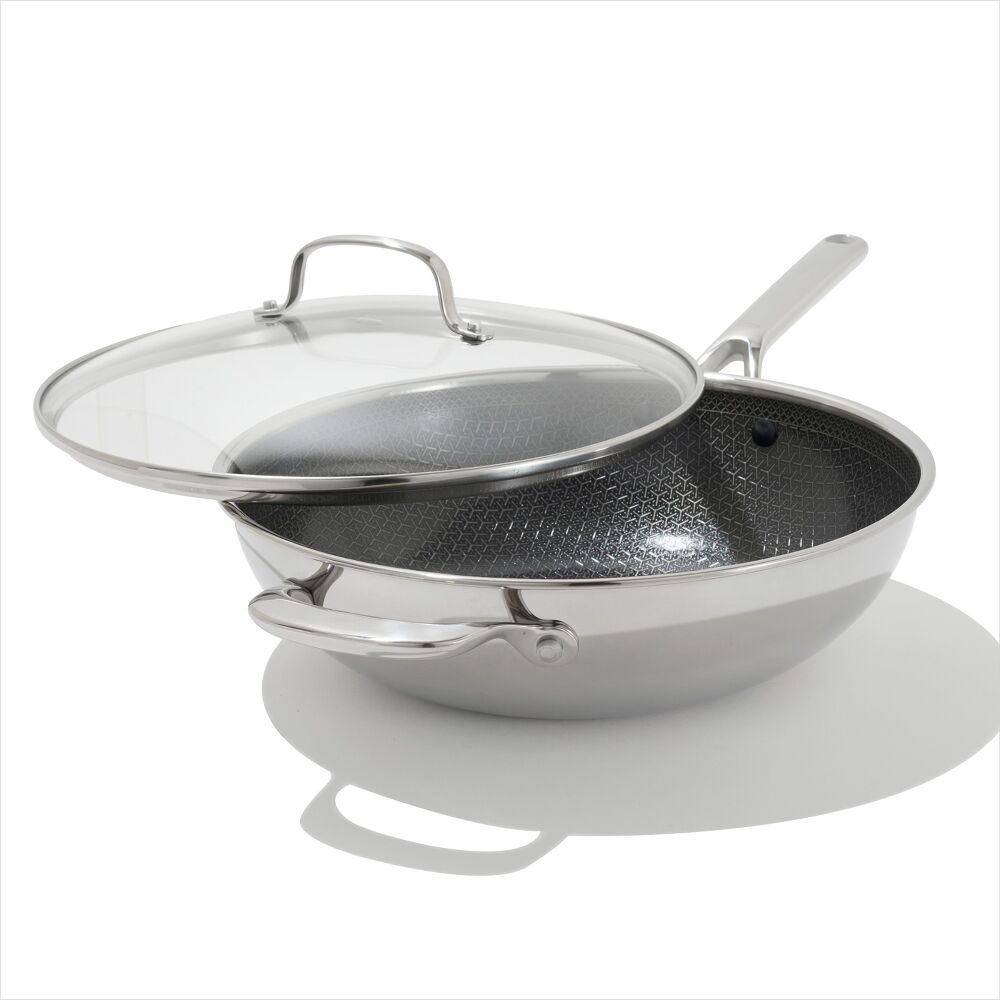 Trident Hybrid Non-Stick Stainless Steel 5 Qt Wok with Lid T2