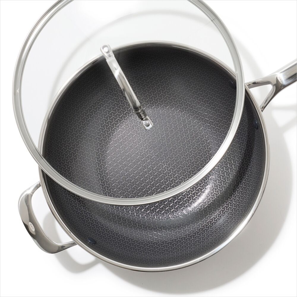 Trident Hybrid Non-Stick Stainless Steel 5 Qt Wok with Lid T2
