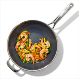 Trident Hybrid Non-Stick Stainless Steel 5 Qt Wok with Lid T2