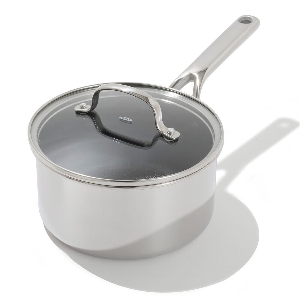 Trident Hybrid Non-Stick Stainless Steel 2.5 Qt Saucepan with Lid D5