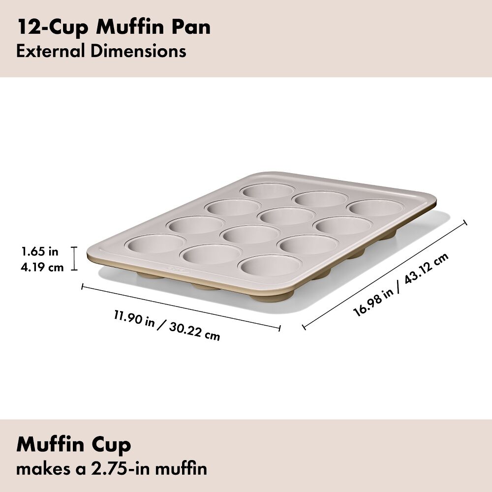 Non-Stick Pro Ceramic Coated Metal Bakeware 12 Cup Muffin Pan S8