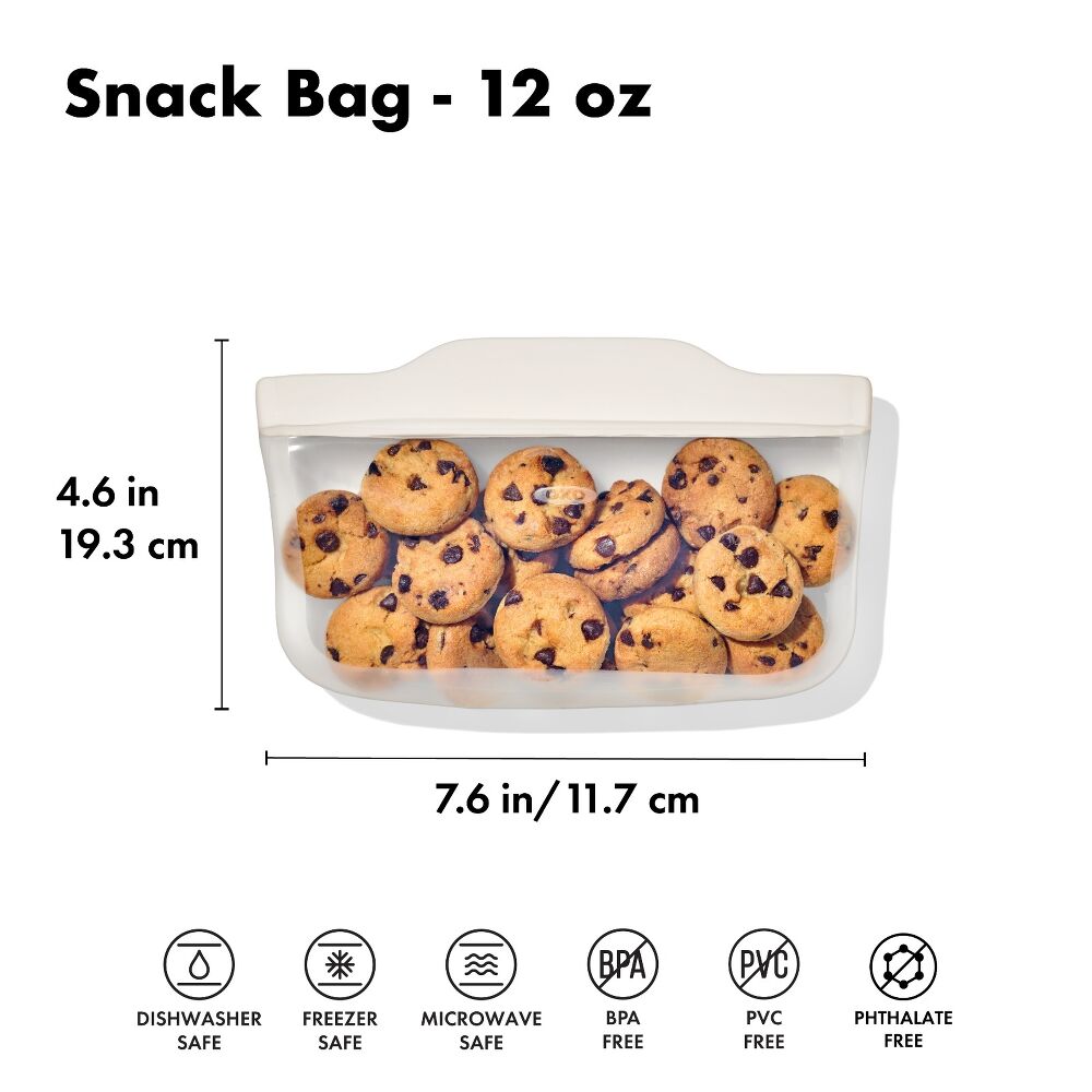 Silicone Reusable Bag - Snack Bag (12 oz) - Oat W2