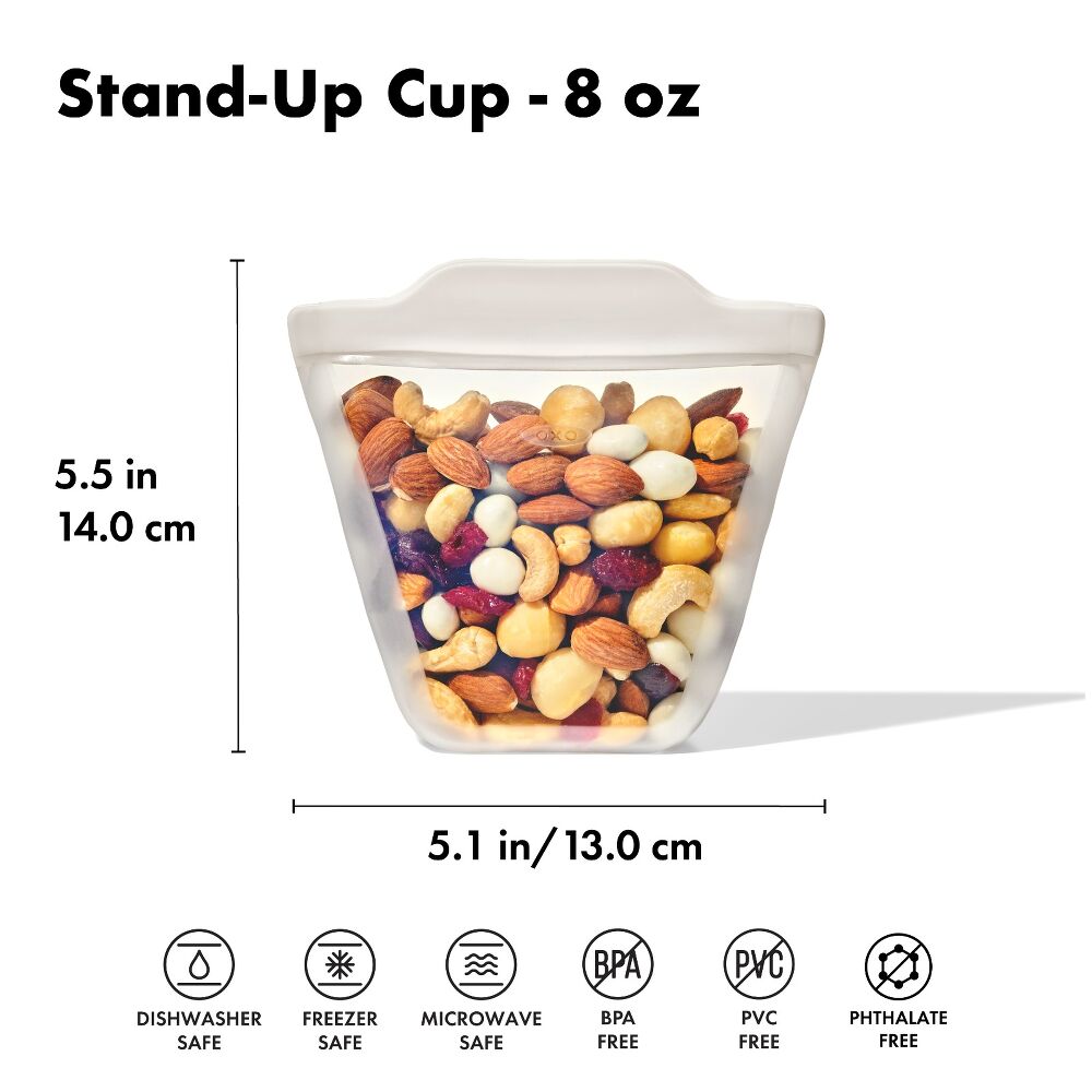 Silicone Reusable Bag - Stand-Up Cup (8 oz) - Oat W6