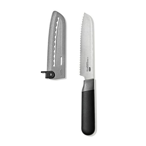 5 in Serrated Utility Knife with Locking Sheath N3