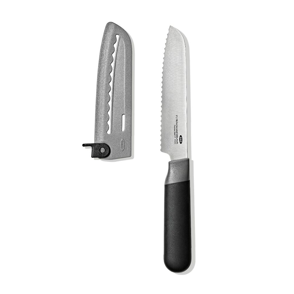 5 in Serrated Utility Knife with Locking Sheath K2