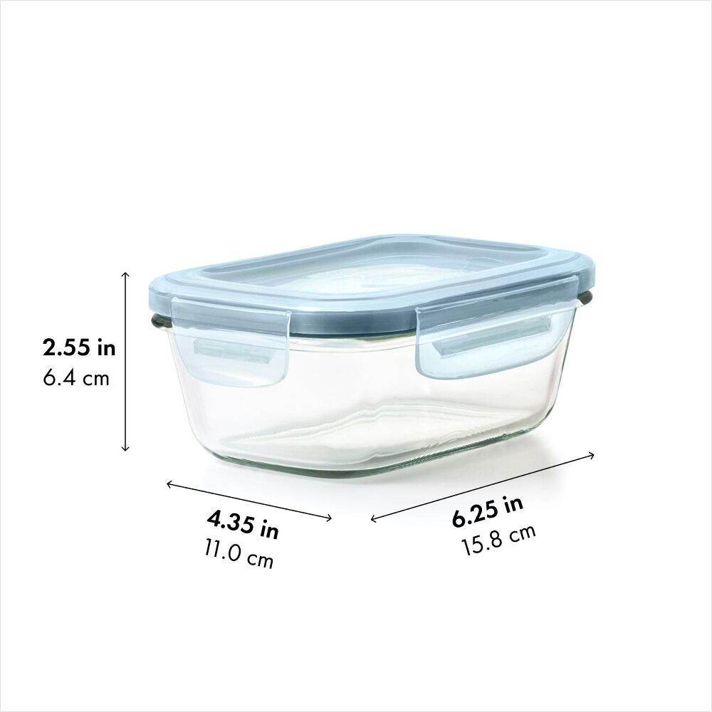 Smart Seal 1.6-Cup Glass Rectangle Container - Arctic Blue W9