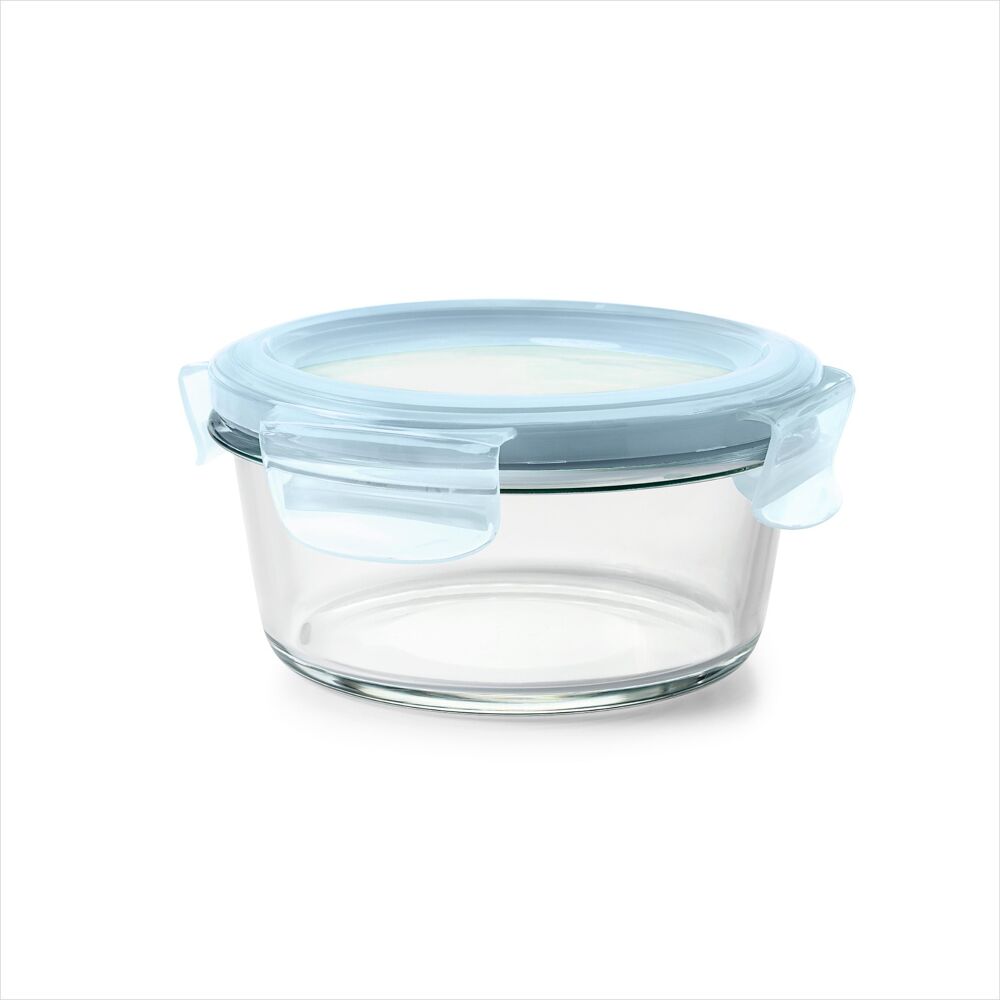 Smart Seal 2-Cup Glass Round Container - Arctic Blue H2