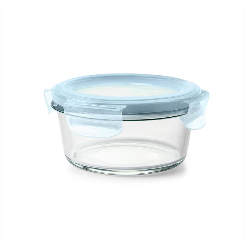 Smart Seal 2-Cup Glass Round Container - Arctic Blue H2