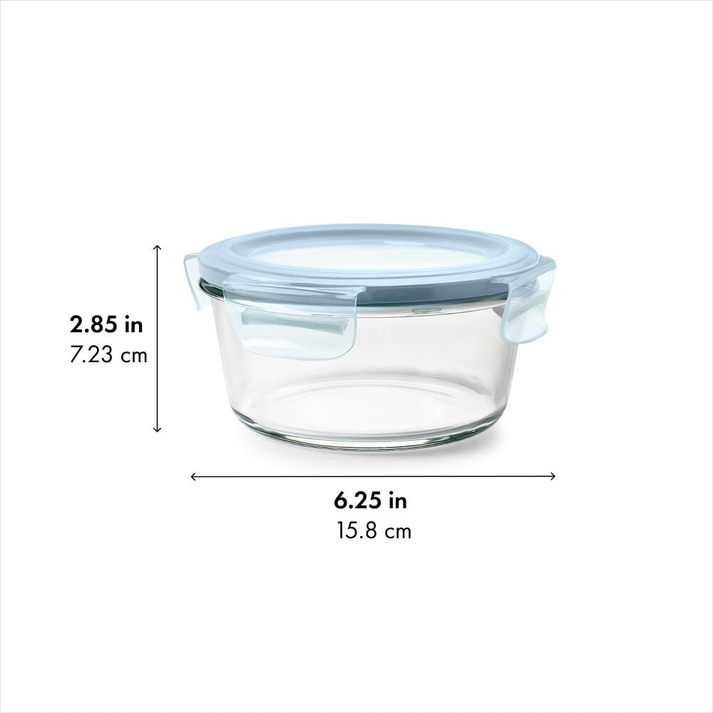 Smart Seal 2-Cup Glass Round Container - Arctic Blue H2