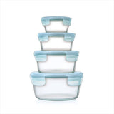 8-Piece Smart Seal Glass Round Container Set - Arctic Blue P3