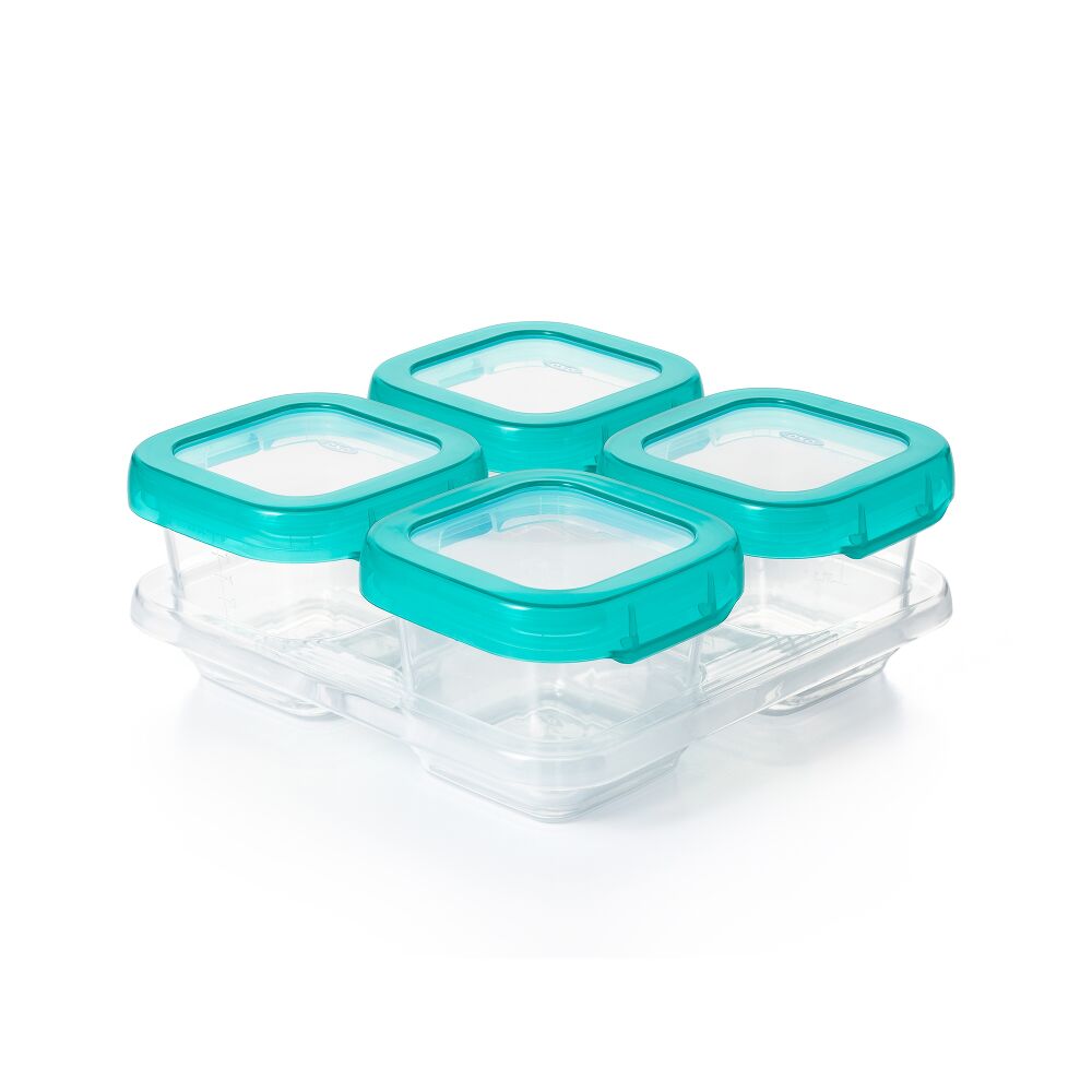 6 oz Baby Blocks™ Plastic Freezer Storage Containers - Tot Teal N1