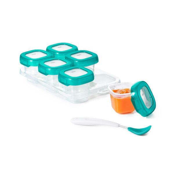 2 oz Baby Blocks™ Plastic Freezer Storage Containers - Tot Teal T6