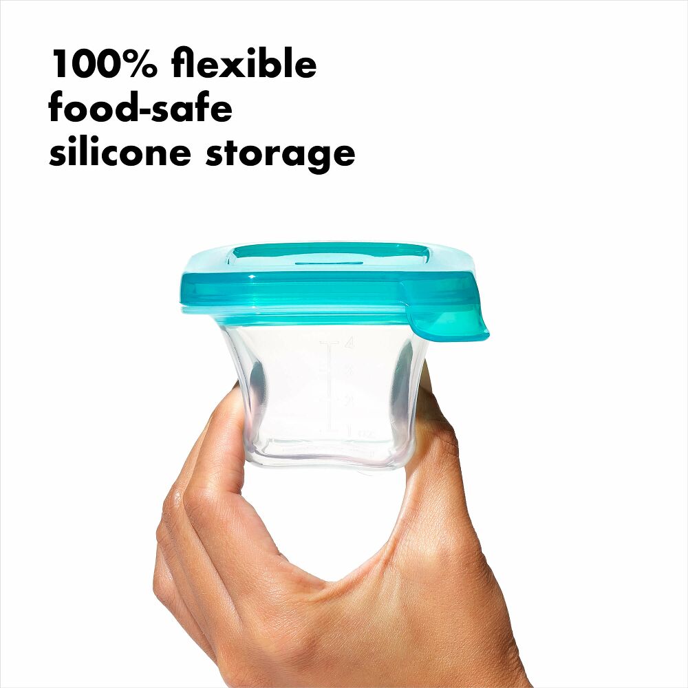 4 oz Baby Blocks™ Silicone Freezer Storage Containers - Tot Teal D9
