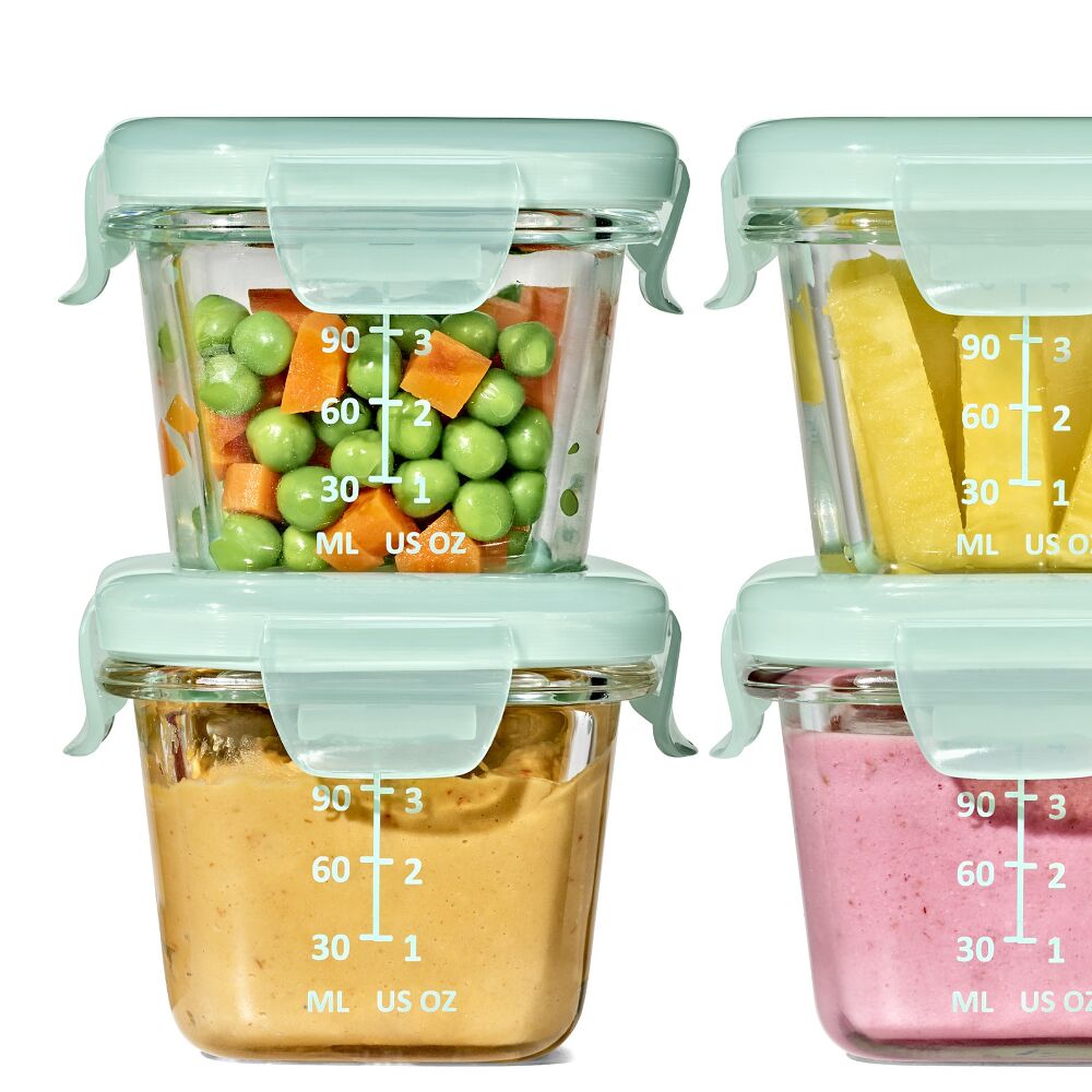 Glass Baby Blocks Food Storage Containers (4 oz) - Opal H7