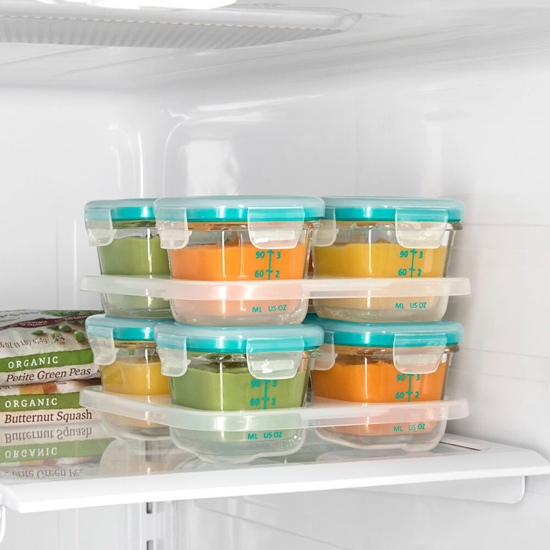 Baby Blocks Glass Food Storage Containers 4 Oz - Tot Teal Y8